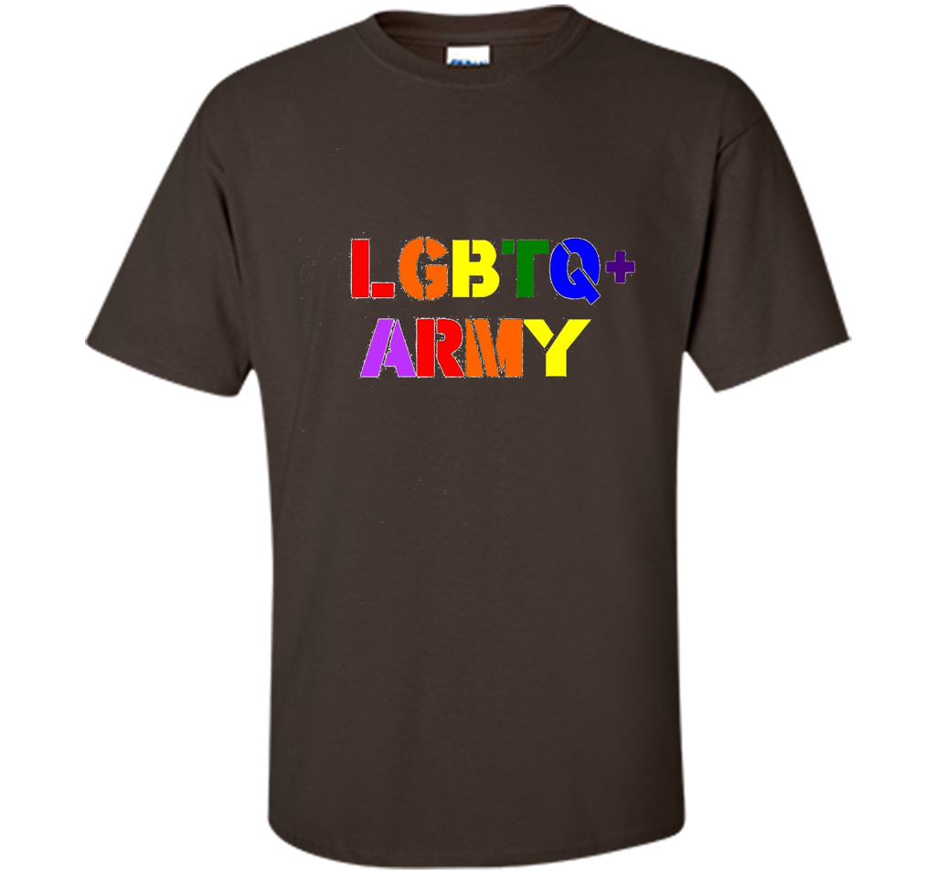 LGBTQ+ Army T-Shirt cool shirt Dark Chocolate
