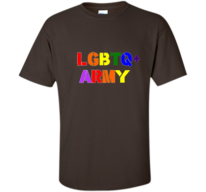 LGBTQ+ Army T-Shirt cool shirt Dark Chocolate