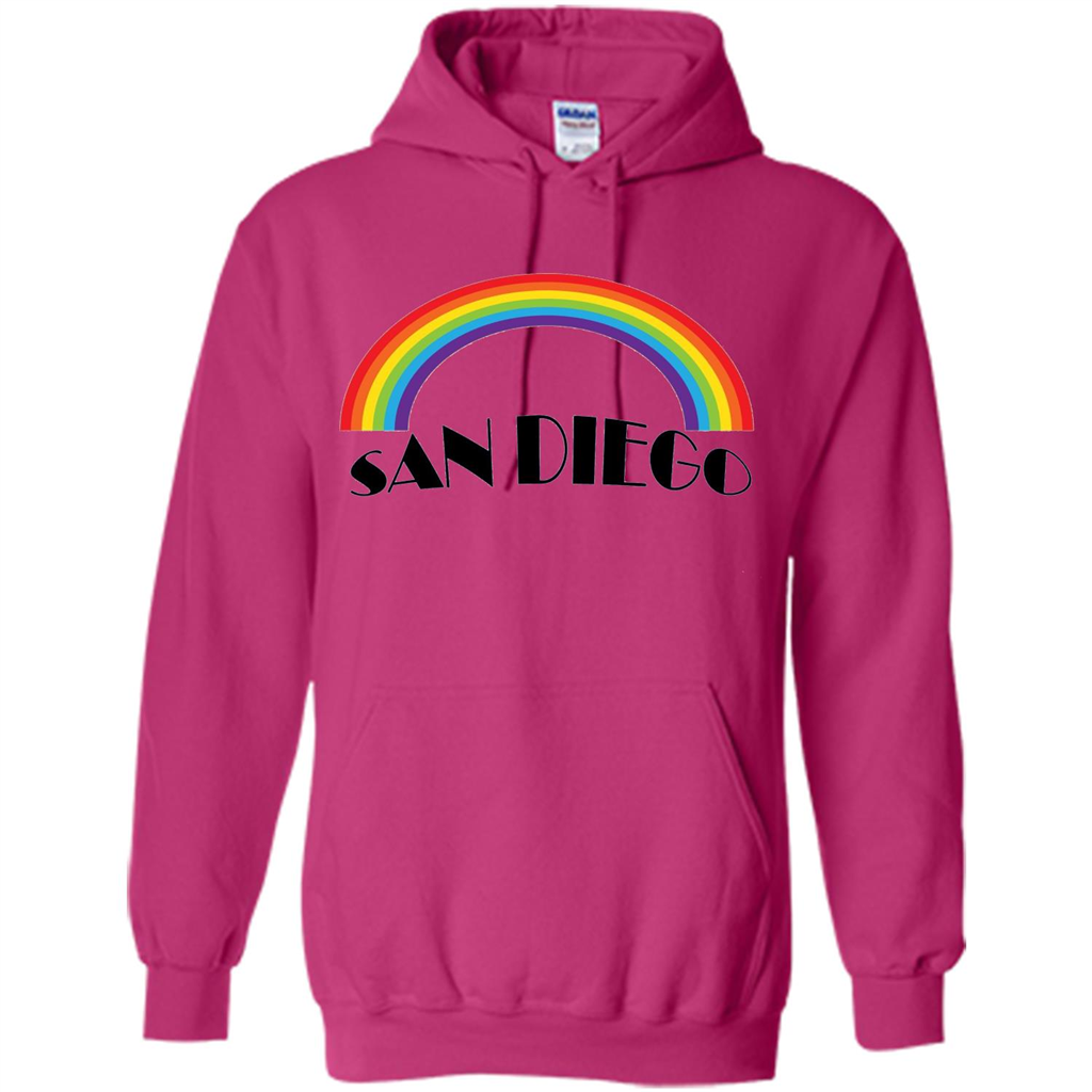 LGBTQ. San Diego LGBT Pride Rainbow T-shirt Heliconia