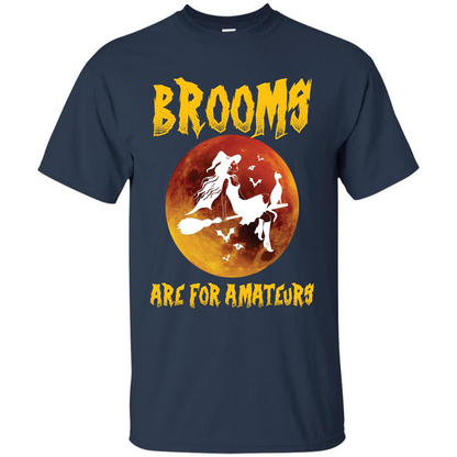 Halloween T-shirt Brooms Are For Amateurs T-shirt Navy