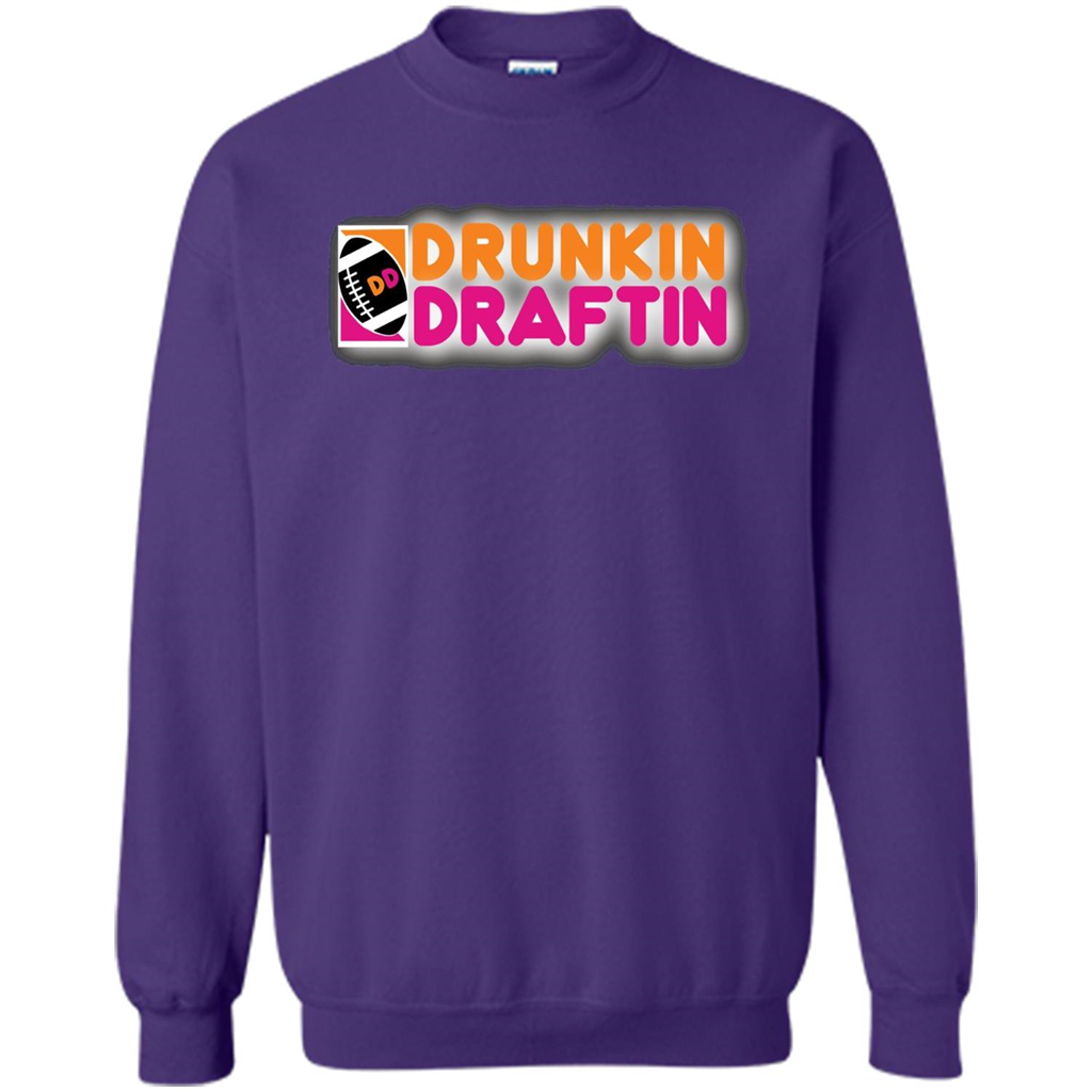 Drunkin' Draftin' T-shirt Funny Fantasy Football Draft T-shirt Purple