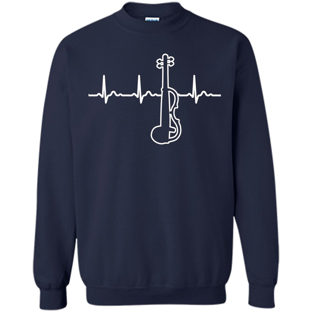 Electric Violin Heartbeat T-Shirt Special Instrument T-shirt Navy