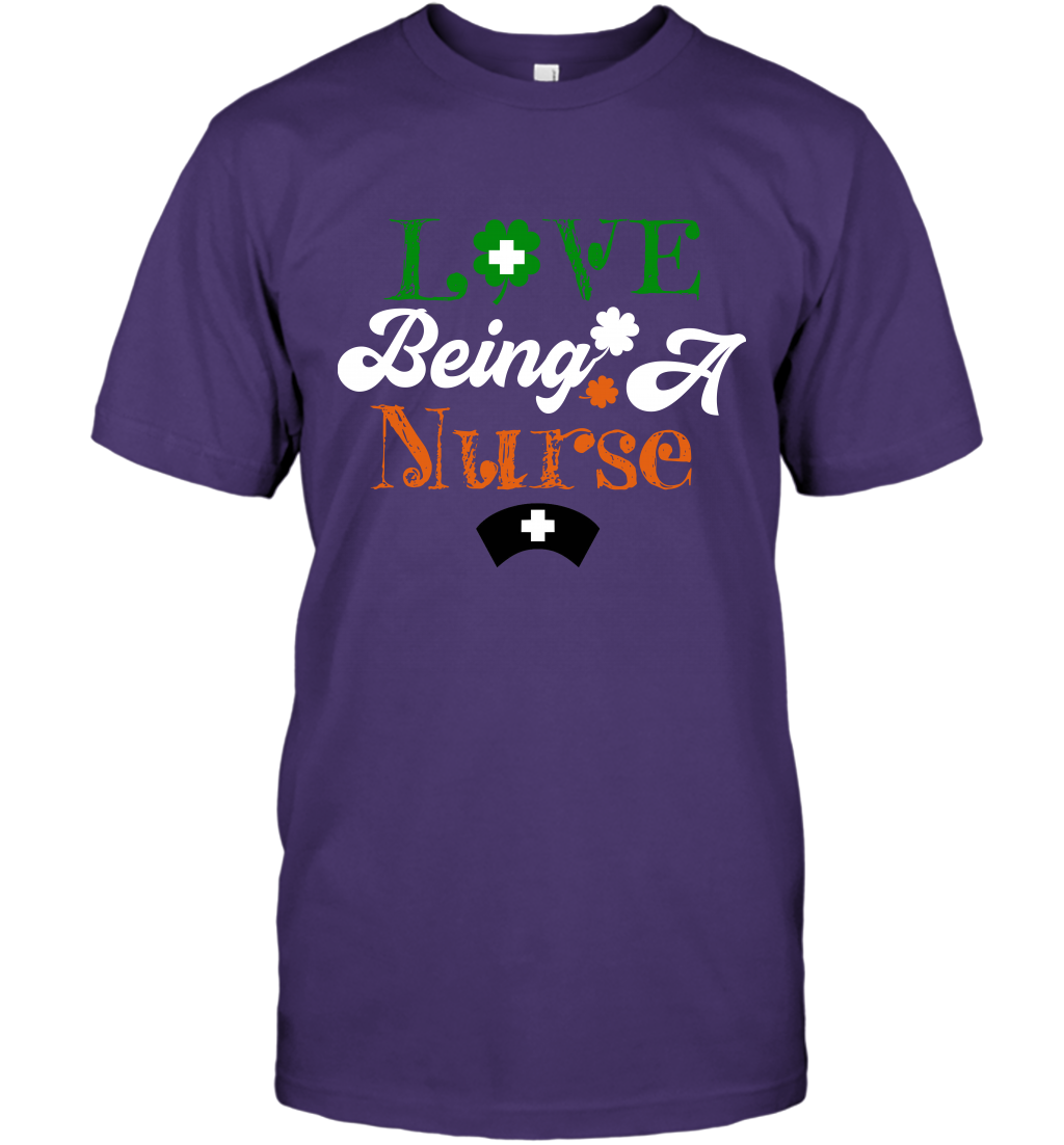 Love Being A Nurse Saint Patricks Day Shirt T-Shirt Purple
