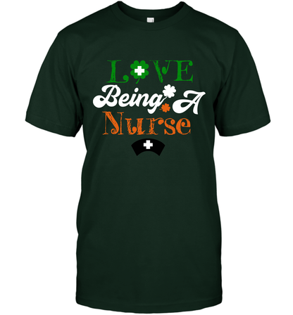 Love Being A Nurse Saint Patricks Day Shirt T-Shirt Forest Green