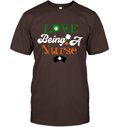 Love Being A Nurse Saint Patricks Day Shirt T-Shirt Dark Chocolate