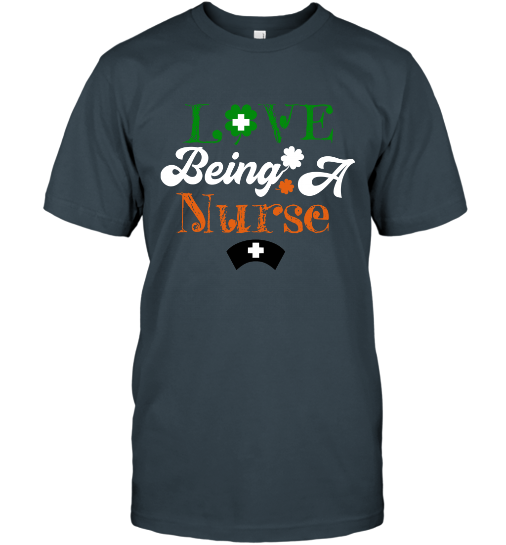 Love Being A Nurse Saint Patricks Day Shirt T-Shirt Charcoal