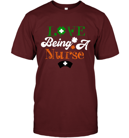 Love Being A Nurse Saint Patricks Day Shirt T-Shirt Cardinal