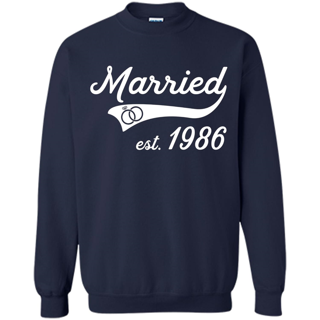 Married Since 1986 T-shirt Wedding Anniversary T-Shirt Navy