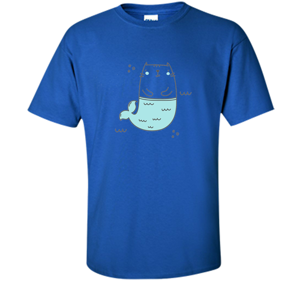 MerKitty Mermaid Cat Girls Shirt Blue shirt Royal