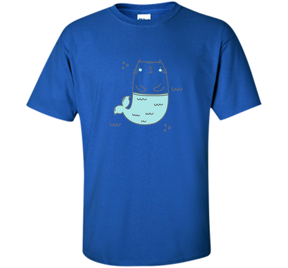 MerKitty Mermaid Cat Girls Shirt Blue shirt Royal