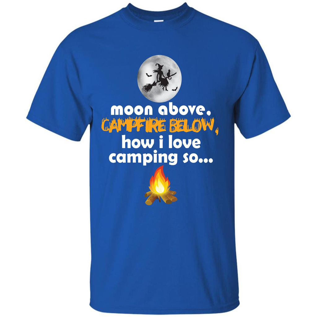 Halloween T-shirt Moon Above Campfire Below T-shirt Royal