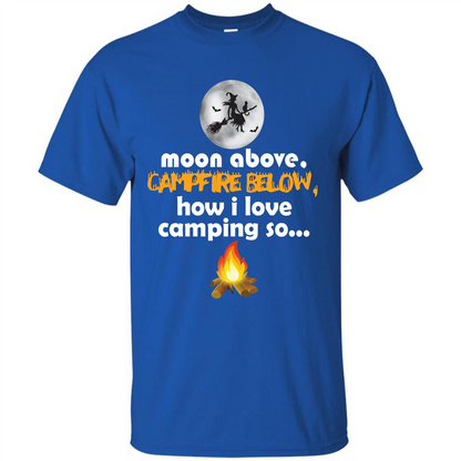 Halloween T-shirt Moon Above Campfire Below T-shirt Royal