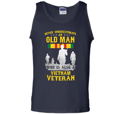 Mens Never Underestimate an OLD MAN Vietnam Veteran - Gift Tee cool shirt Navy