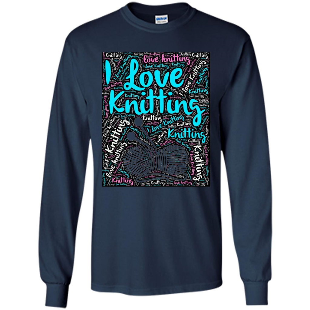 Knitting Wordcloud Knitter T-shirt Love Knitting Navy