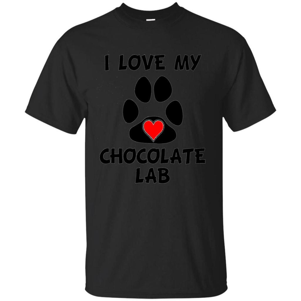 I Love My Chocolate Lab Paw T-shirt Heart Dog Owner T-Shirt Black