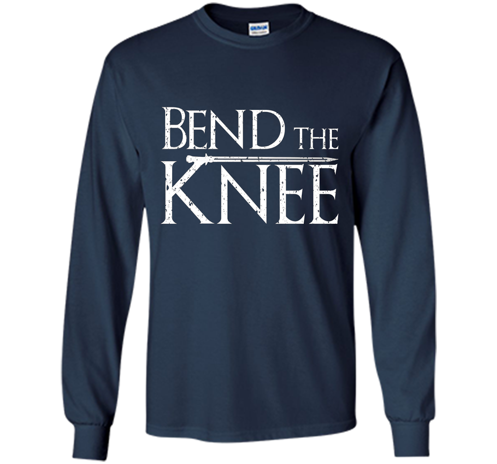 Bend The Knee Lord T-Shirt - Sword Tee cool shirt Navy