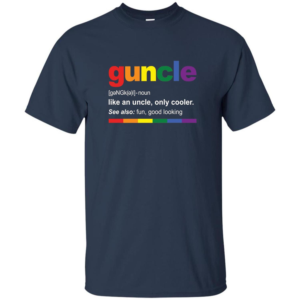 Mens Rainbow Guncle Definition T-Shirt Funny Gift For Gay Uncle Navy