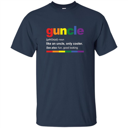 Mens Rainbow Guncle Definition T-Shirt Funny Gift For Gay Uncle Navy
