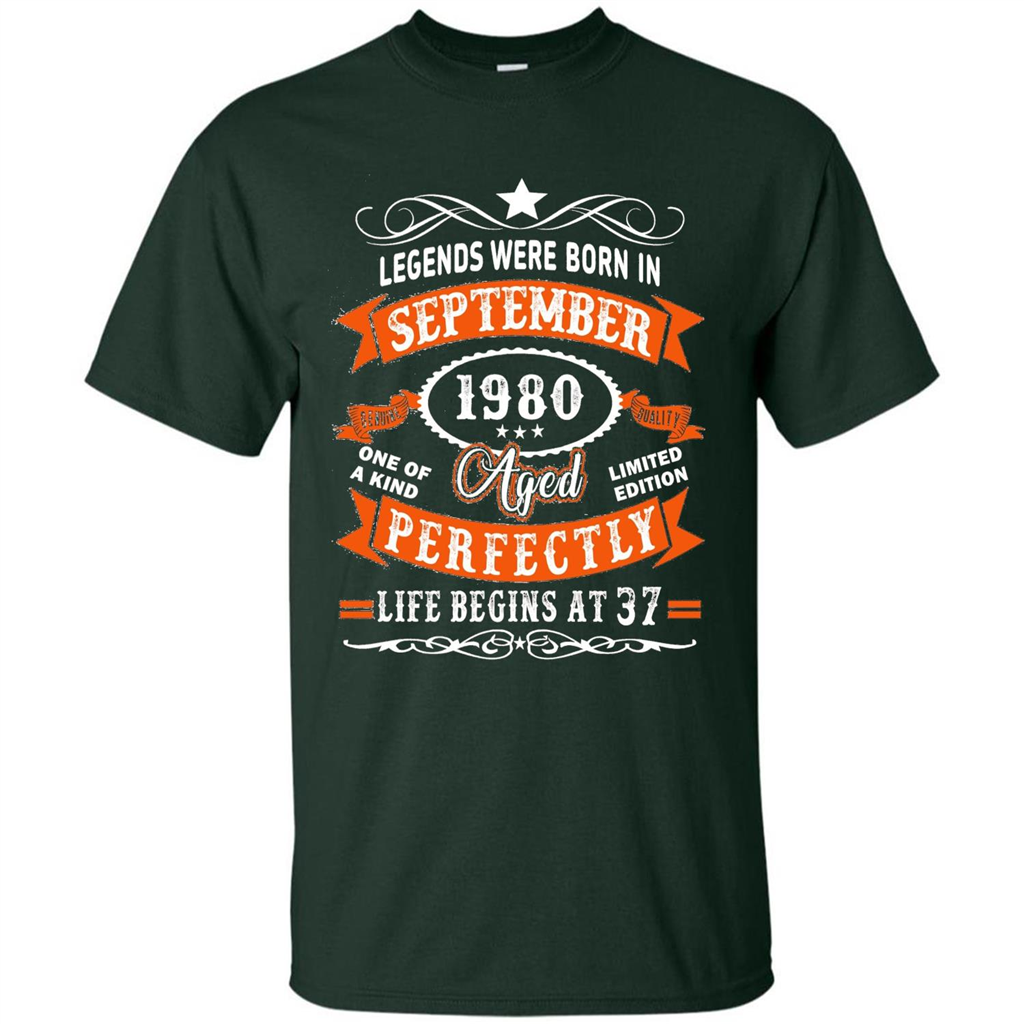 Legends Were Born In September 1980 T-shirt Birthday Gift T-shirt Forest Green