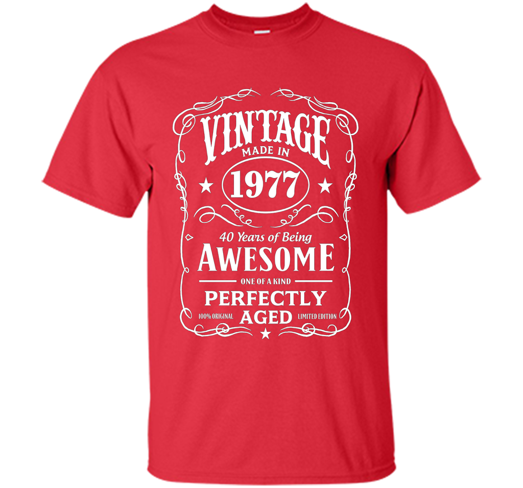 Vintage Made In 1977 Birthday Gift T-Shirt shirt Red