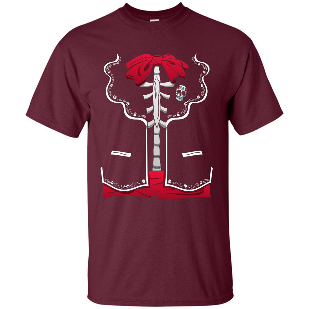 Halloween Costume Dia De Los Muertos T-Shirt Day Of The Dead Maroon