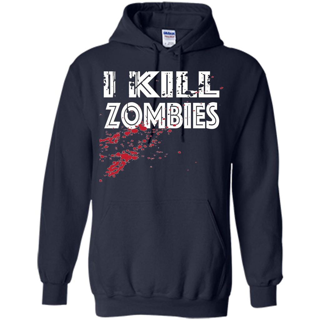 I Kill Zombies T-shirt Costume For Halloween Gift T-shirt Navy