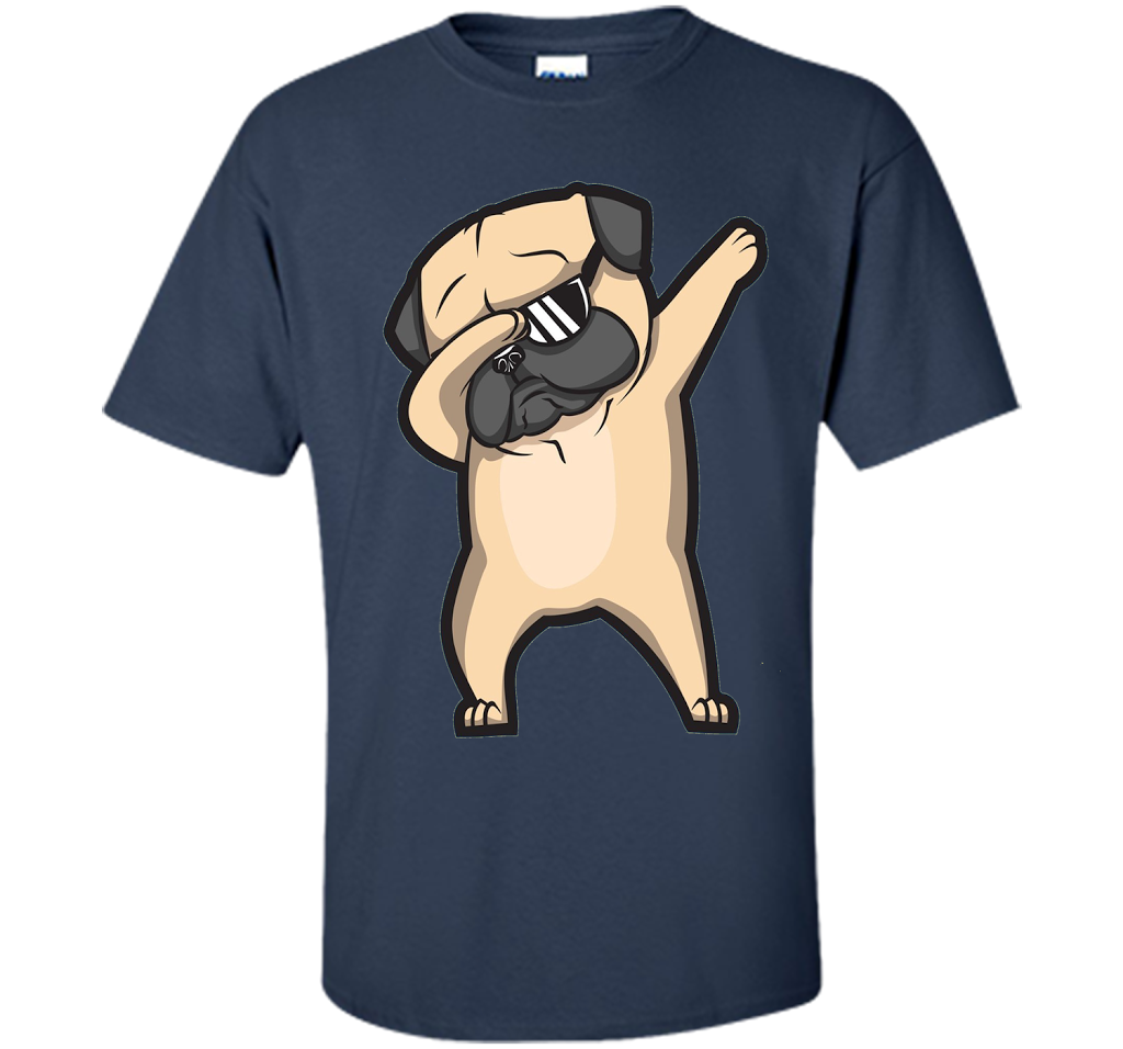 Dog T-shirt Dabbing Pug T-shirt Navy