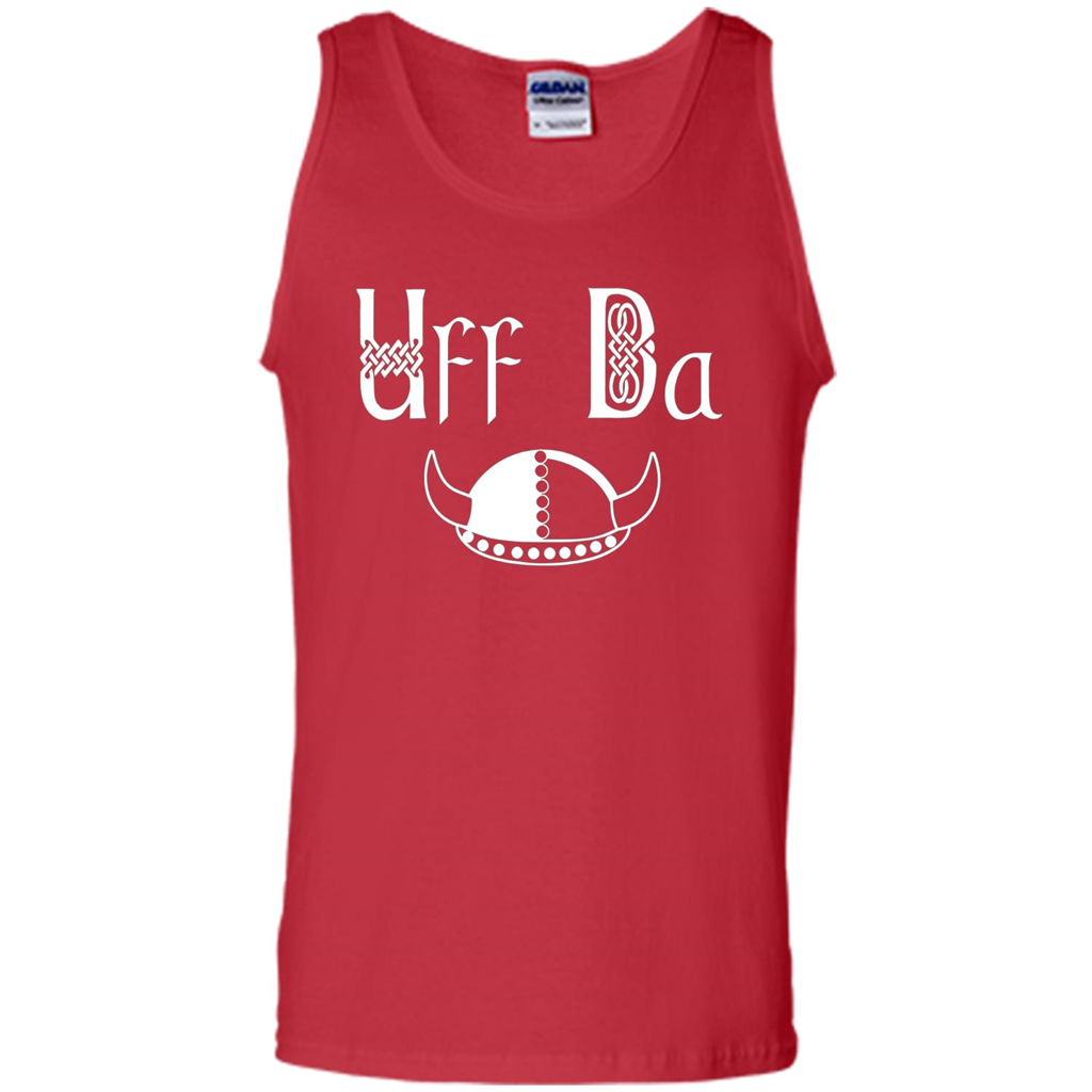 Uff Da Viking Hat Norwegian Scandinavian Saying T-shirt Red