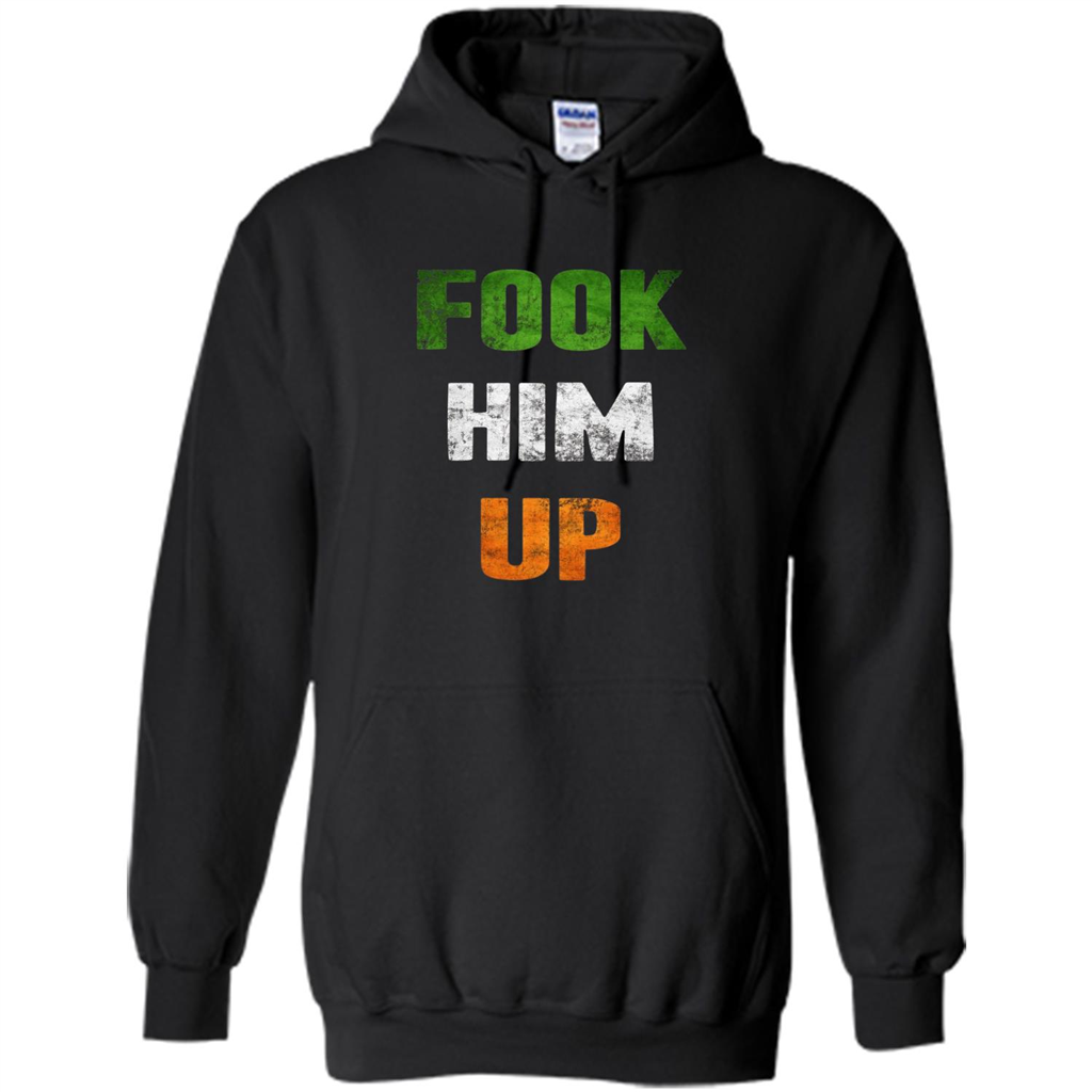 Funny Boxing T-shirt Fook Him Up Irish Boxing T-shirt Black