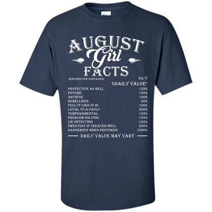 August Girl Facts T-shirt Navy