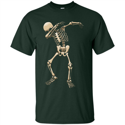 Halloween T-shirt Dabbing Skeleton T-shirt Forest Green