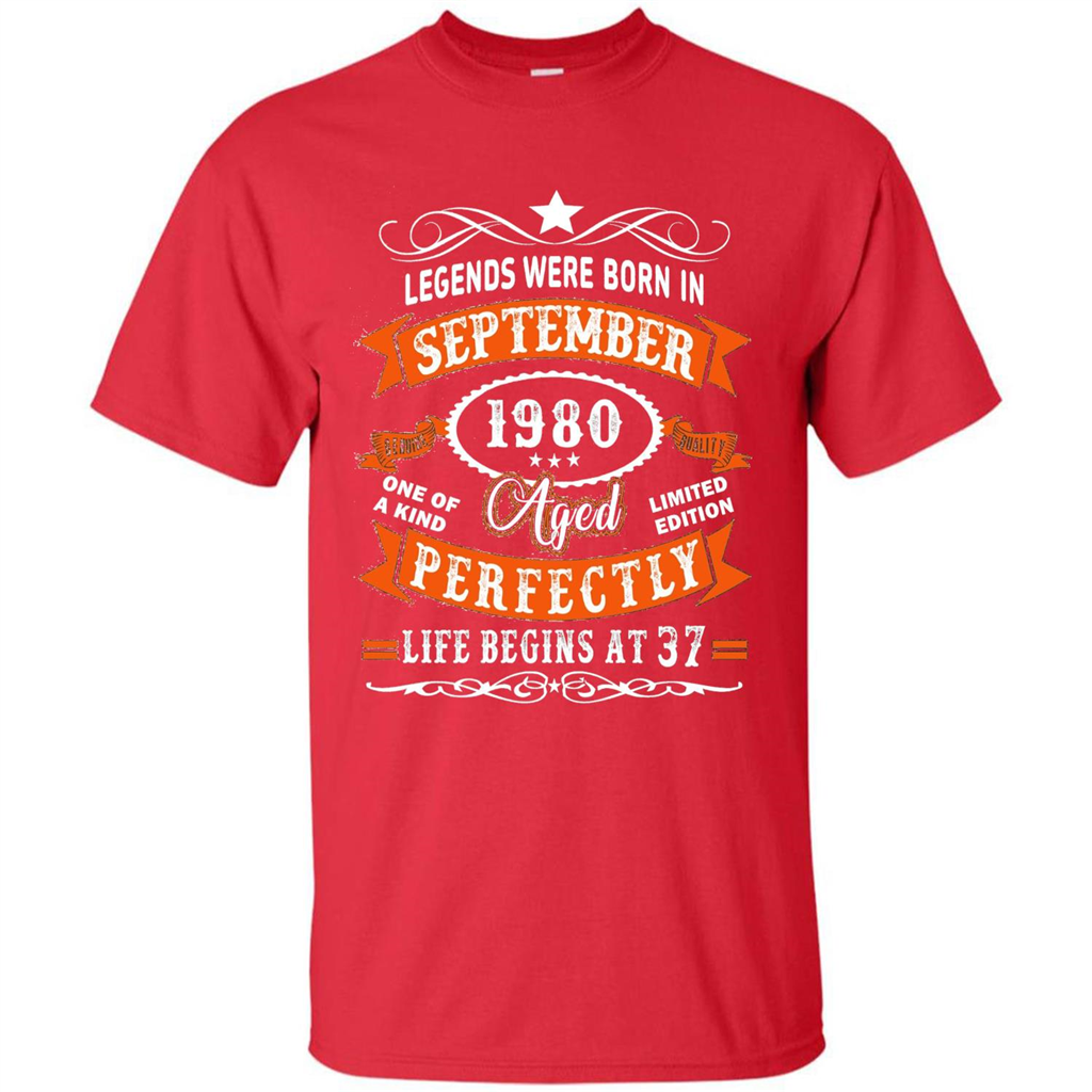 Legends Were Born In September 1980 T-shirt Birthday Gift T-shirt Red