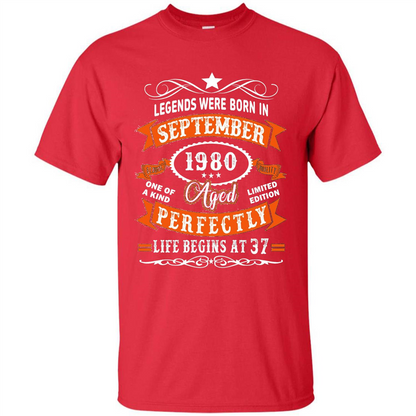 Legends Were Born In September 1980 T-shirt Birthday Gift T-shirt Red