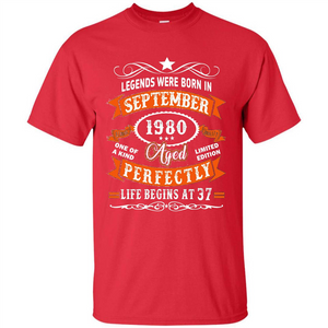 Legends Were Born In September 1980 T-shirt Birthday Gift T-shirt