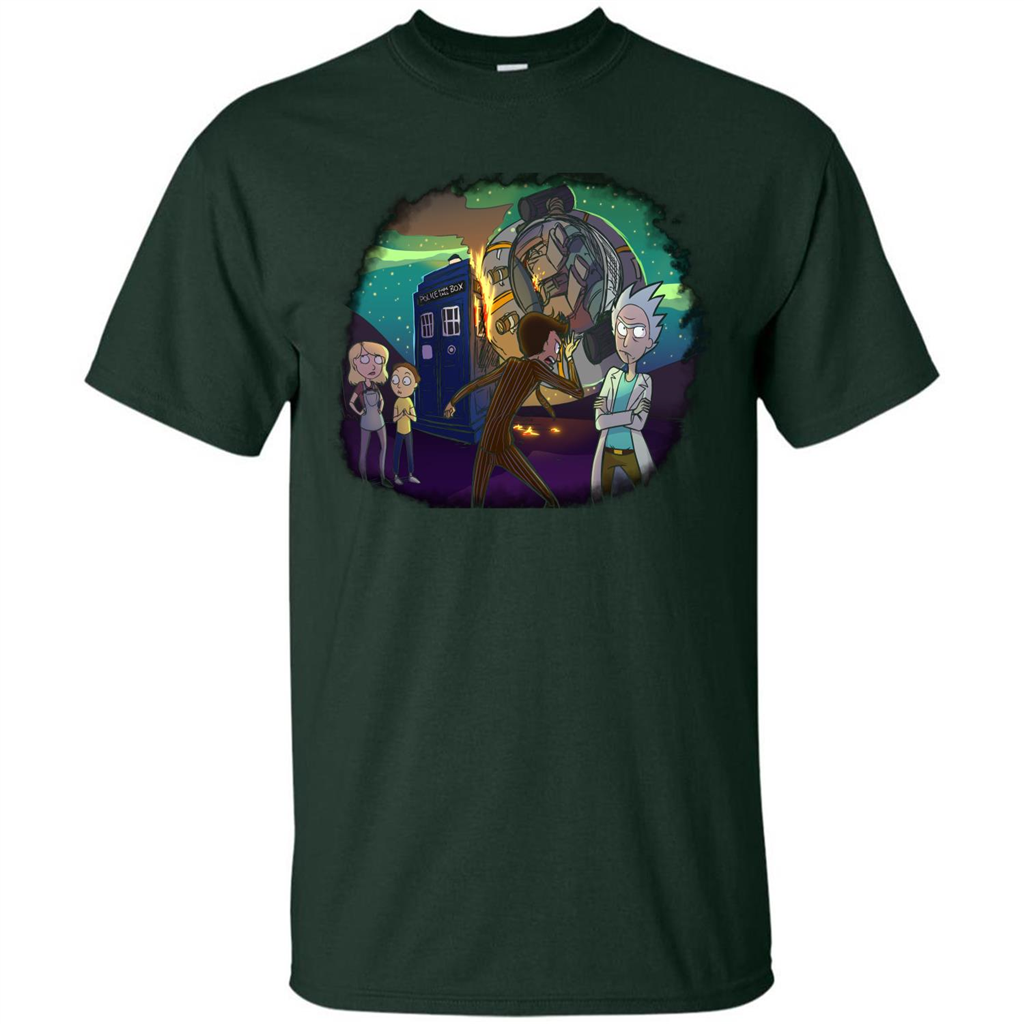 Doctorwho Vs Rick And Morty T-shirt Forest Green
