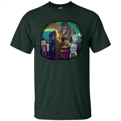 Doctorwho Vs Rick And Morty T-shirt Forest Green