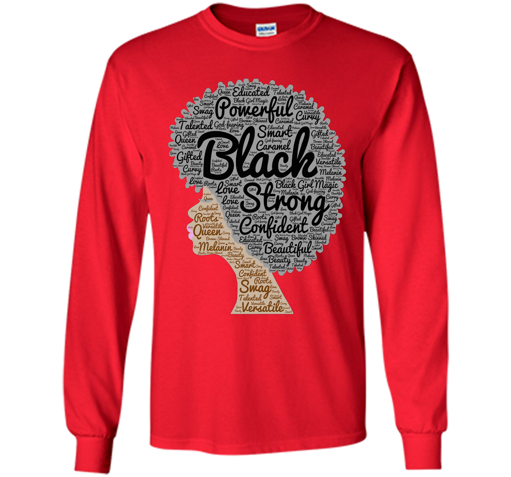 Afro Word Art Natural Hair T-Shirt for Black Women shirt Red
