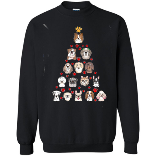 Dog Lover T-shirt Christimas Tree For Dog Lover T-shirt Black