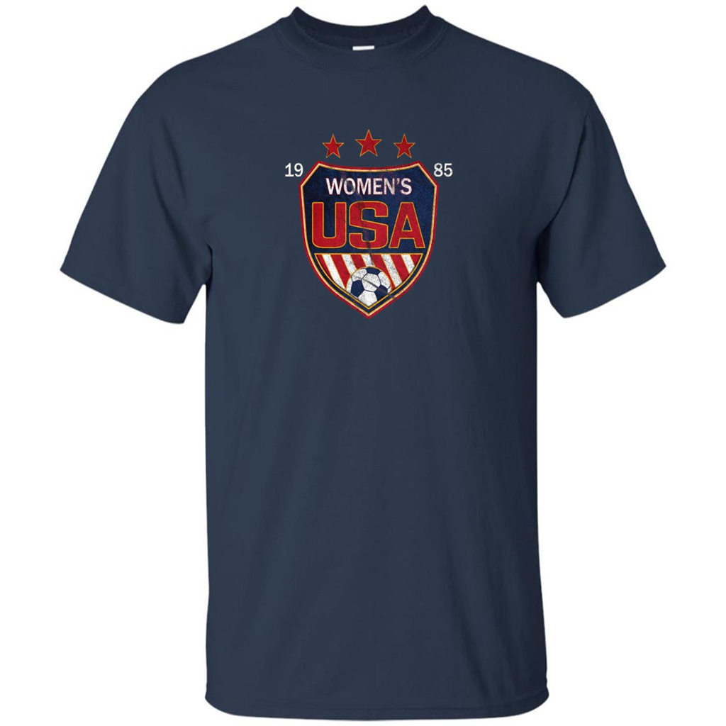 US National Woman's Soccer T-shirt USA Shield 1985 T-shirt Navy