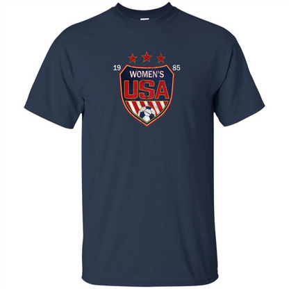 US National Woman's Soccer T-shirt USA Shield 1985 T-shirt Navy