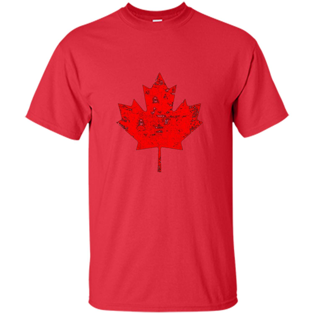 Canada Day T-Shirt. Canada Maple Flag Distressed T-shirt Red