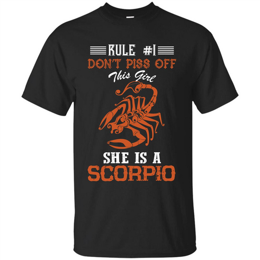 Scorpio T-shirt Rule Dont Piss Off This Girl T-shirt Black