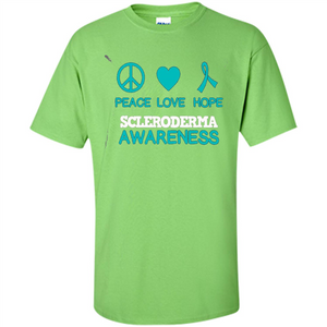 Scleroderma Awareness Ribbon Support T-shirt Peace Love Hope T-shirt