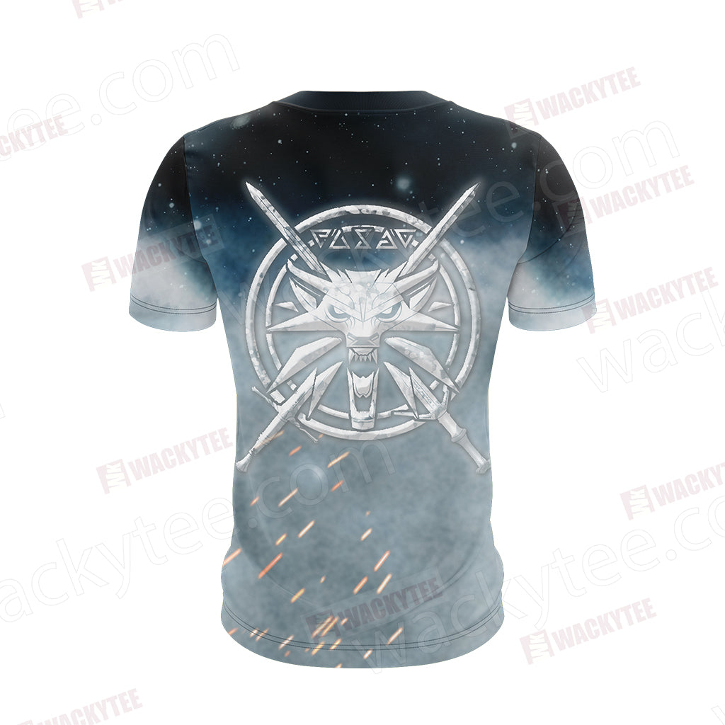 The Witcher 3 Wild Hunt Wild White Wolf Symbol 3D T-shirt