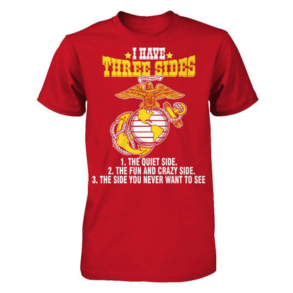 I Have Three Sides The Quiet Side The Fun And Crazy Side The Side You Never Want To See T-shirt Gildan - Short Sleeve Tee Red