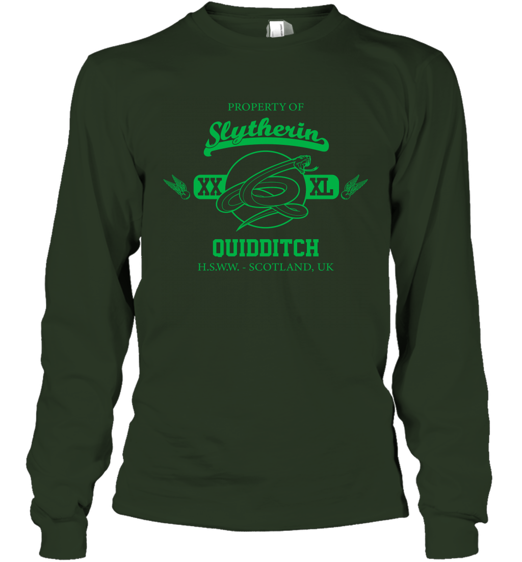 Property Of Slytherin Quidditch Harry Potter Long Sleeve T-Shirt Long Sleeve T-Shirt Forest Green