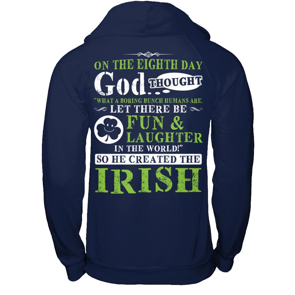 Let There Be Fun & Laughter In The World - So God Created The Irish Gildan - Pullover Hoodie Navy
