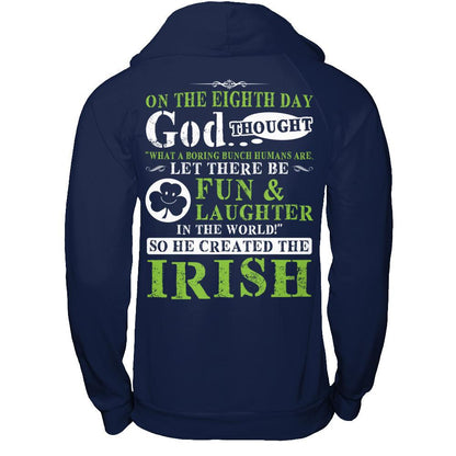 Let There Be Fun & Laughter In The World - So God Created The Irish Gildan - Pullover Hoodie Navy