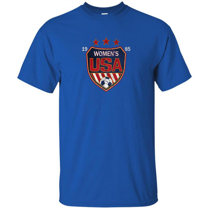 US National Woman's Soccer T-shirt USA Shield 1985 T-shirt Royal