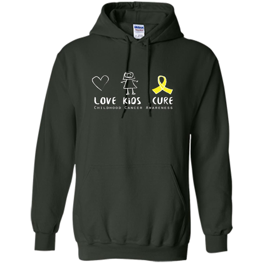 Love Kids Cure Childhood Cancer Awareness T-shirt Forest Green
